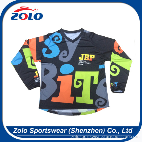Factory direct supplier men long sleeves collar custom bmx jersey